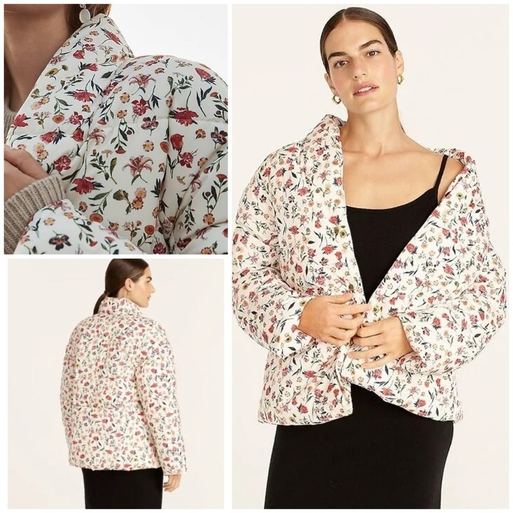 J. Crew Signature Puffers Alps Vintage Floral PrimaLoft Puff Jacket Coat S